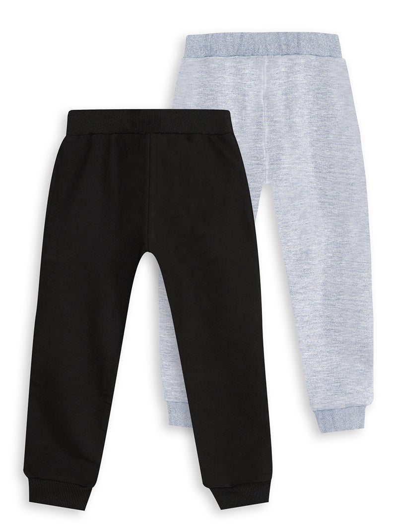 Denokids 2 Pack Slim Fit Unisex Black/Grey Joggers Set - Image 2